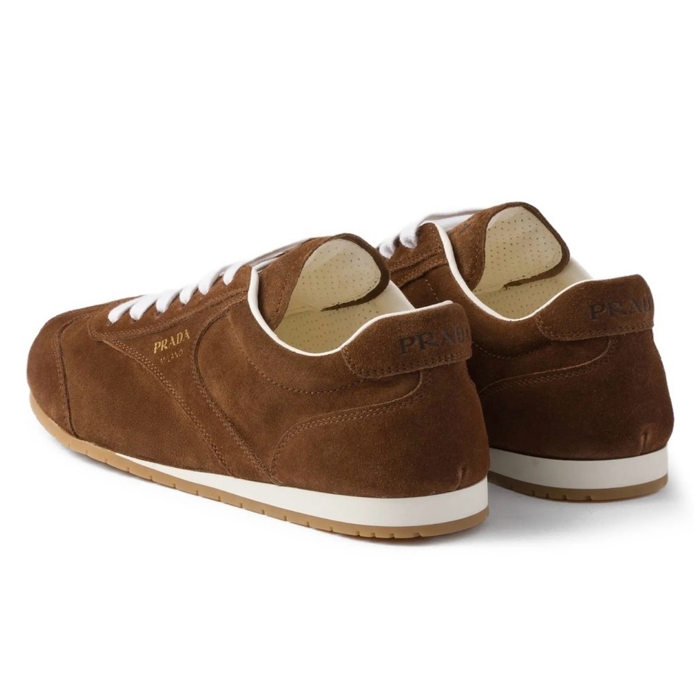 PRADA Cocoa Brown Suede Leather Sneakers - Picture 5 of 5